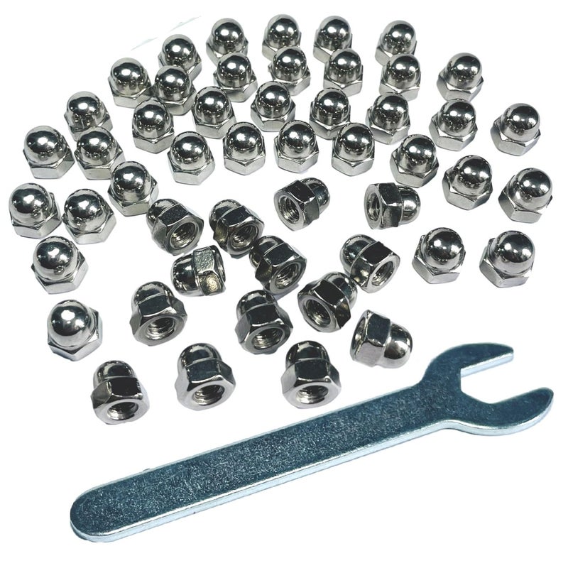 ZDingTech 50pcs 1/4-20 Acorn Cap Nuts,1/4-20 Cap Nuts,Acorn Hex Dome Head Dome nut,304 Stainless Steel,hardware18-8,Bright Finish with Open End Wrench - Image 2